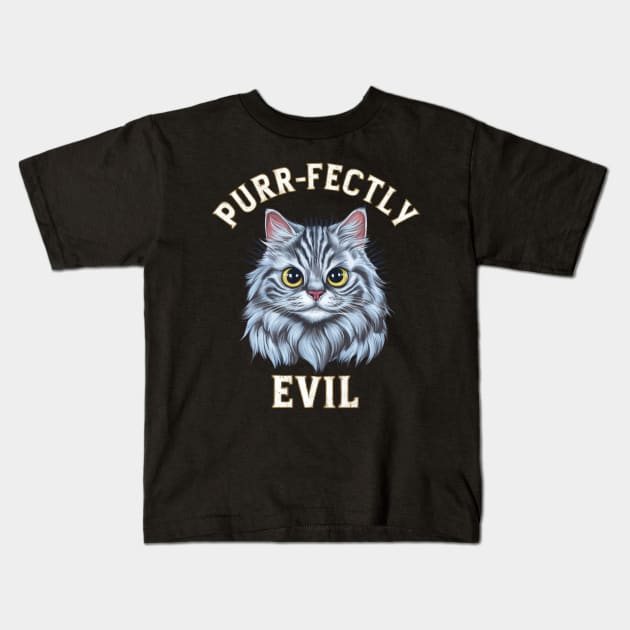 purr-fectly evil Kids T-Shirt by baseCompass